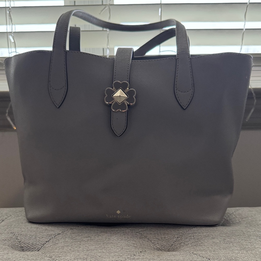 Kate Spade Charcoal Tote with Floral Accent